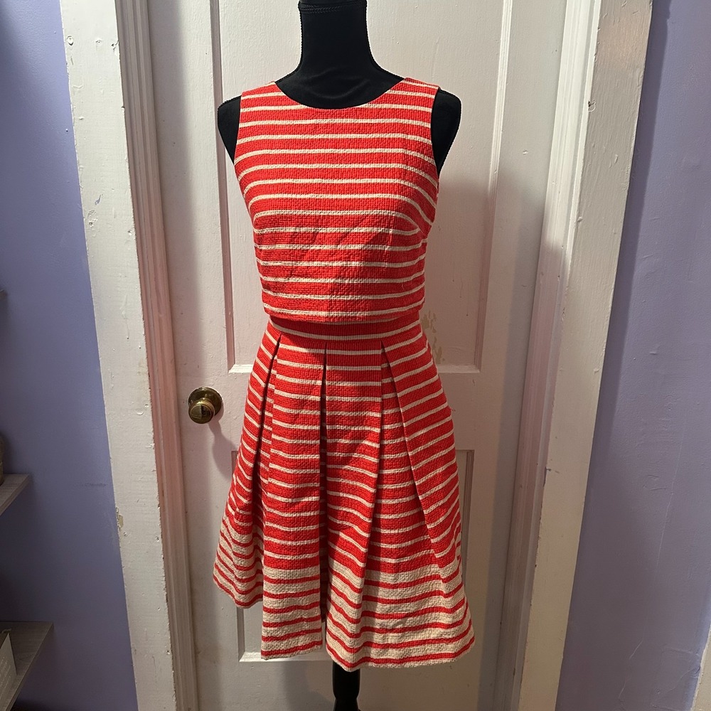 Just Taylor Red and White Striped Tank Dress in 4